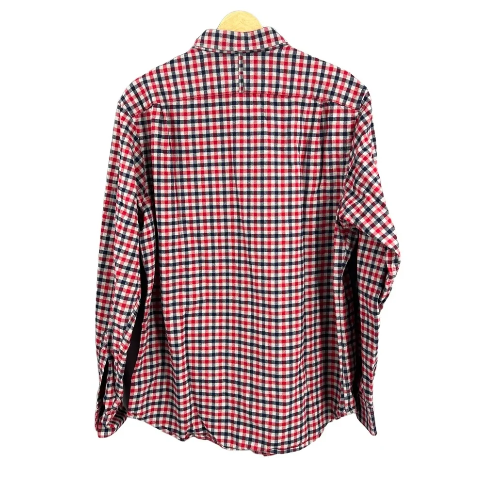 Banana Republic Men’s Plaid Button Down Shirt Red Navy White Long‎ Sleeve L